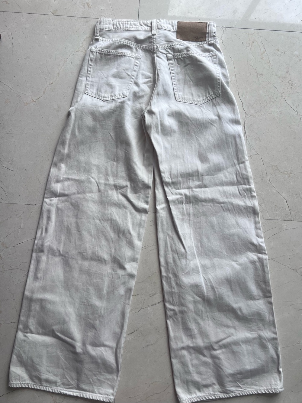 rag & bone Men's White Relaxed Wide-Leg Jeans